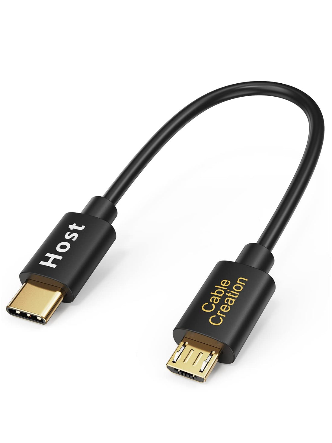 CableCreation Short Micro USB to USB C Cable 0.65 FT 2-Pack USB C to Micro USB OTG Type C to Micro USB Cable USB C to USB Micro Compatible with MacBook Pro Air Galaxy S22 Pixel 5 etc. 0.2M Black