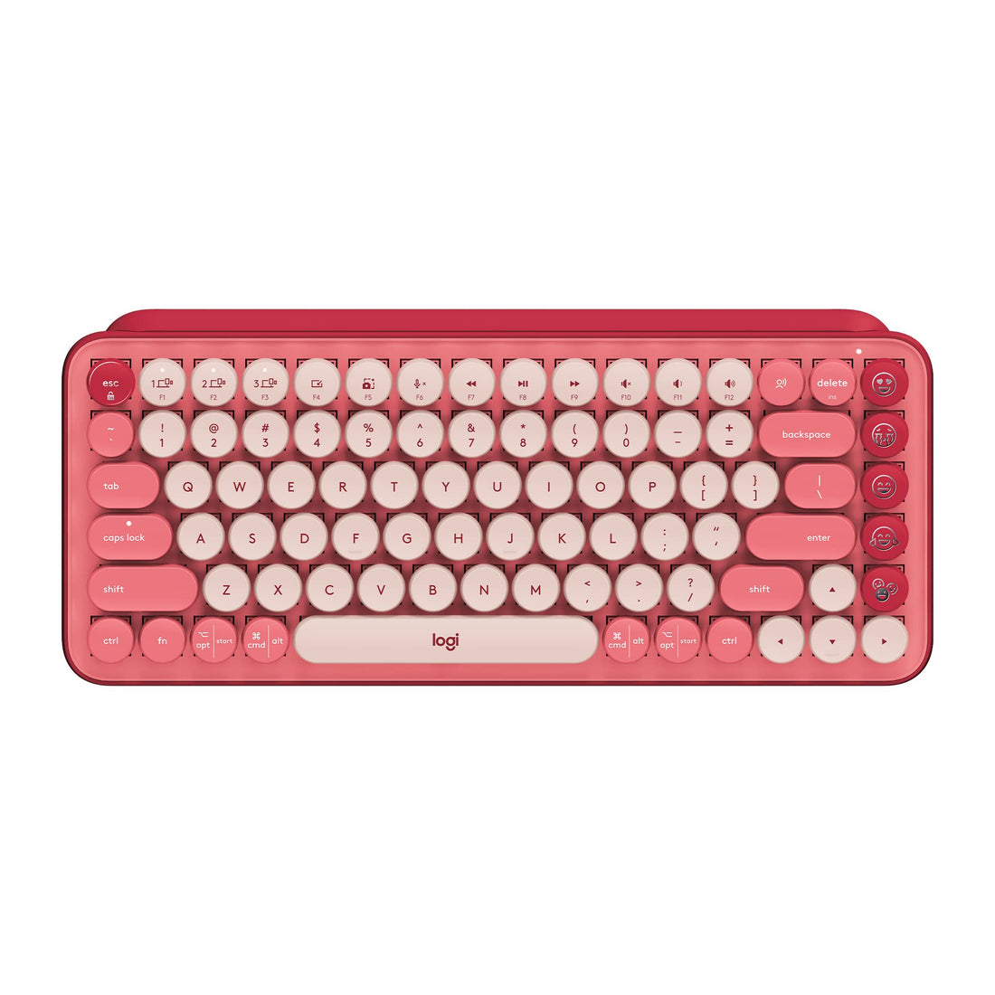 Logitech POP Keys Mechanical Wireless Keyboard with Customizable Emoji Keys Durable Compact Design Bluetooth or USB Connectivity Multi-Device OS Compatible - Heartbreaker Rose (Renewed)