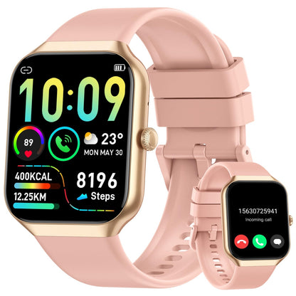 Smart Watch for Women Answer/Make Calls 1.96" HD Fitness Watch with Heart Rate Monitor Sleep Monitor 113 Sports Activity Trackers with Step Counter IP68 Waterproof Smartwatch for Android/iOS Rose
