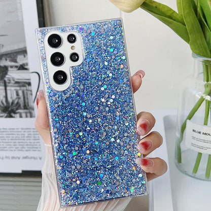 MUYEFW Case for Samsung Galaxy S23 Ultra Case 6.8Glitter Bling for Women Girls Sparkle Cover Cute Protective Phone Cases (Blue)