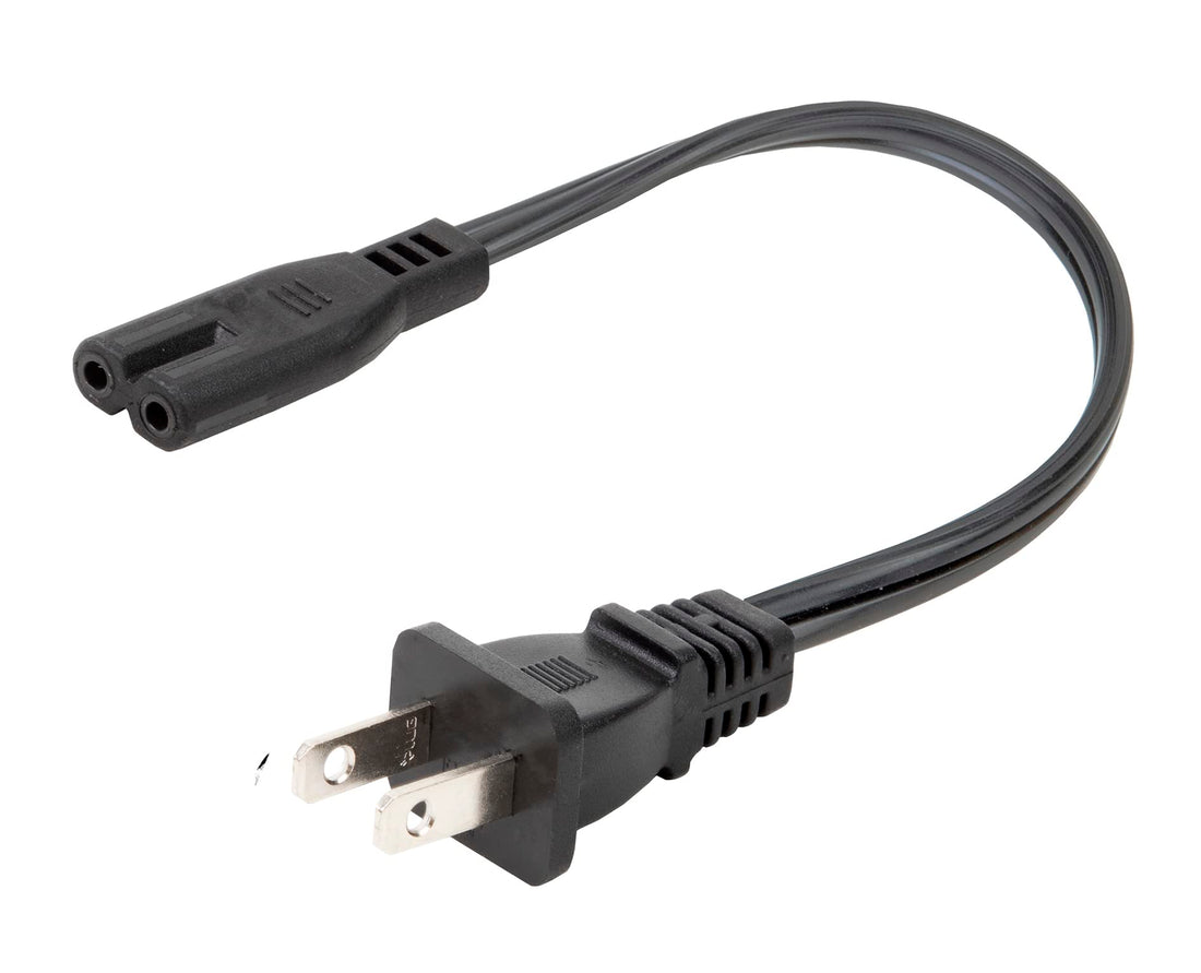 Short 1-Feet C7 Power Cord Short One Foot Figure 8 Power Cable 1 Feet 2-Prong to IEC C7 Short Power Cord for Desktop Charger Wall Mounted Speakers Battery Chargers