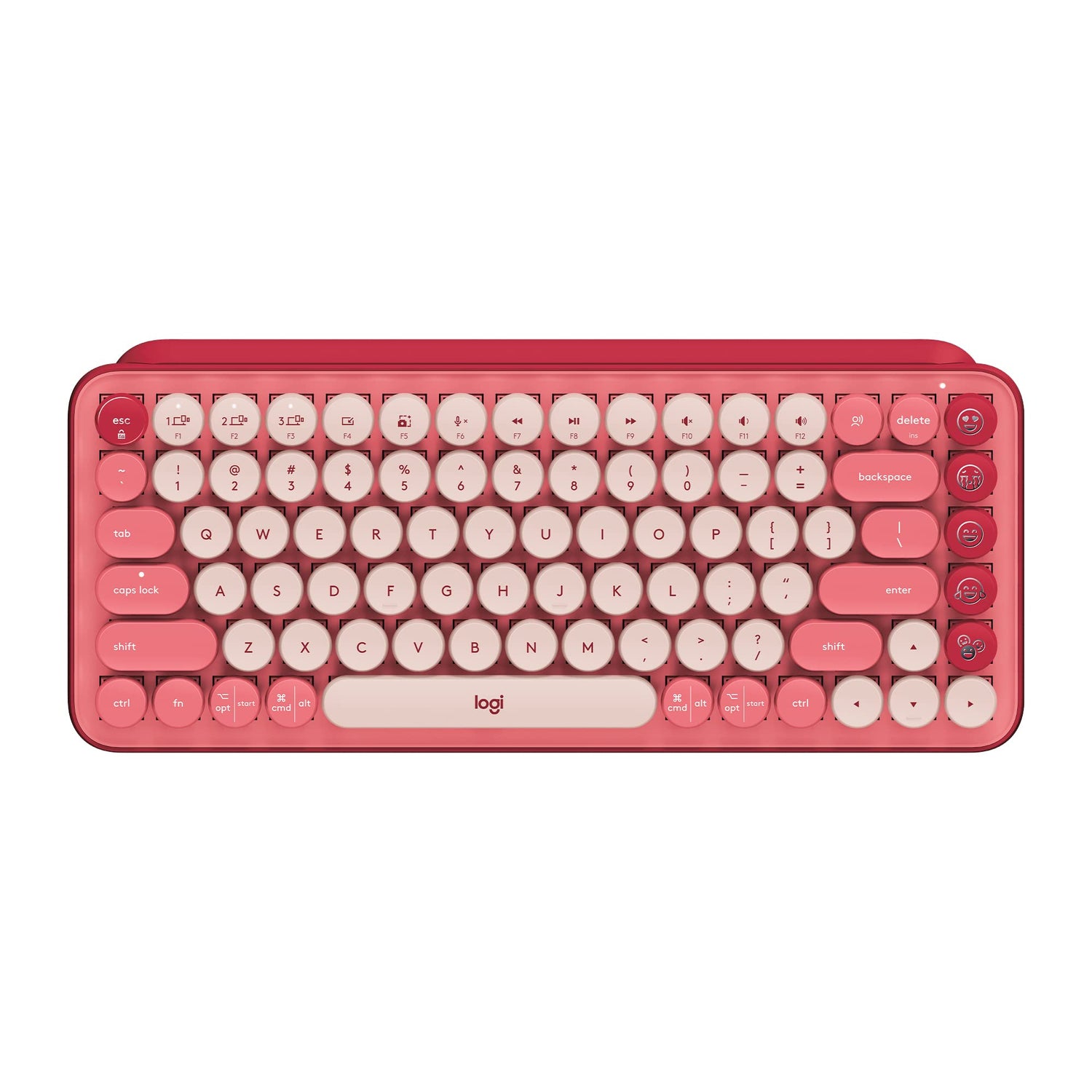 Logitech POP Keys Mechanical Wireless Keyboard with Customizable Emoji Keys Durable Compact Design Bluetooth or USB Connectivity Multi-Device OS Compatible - Heartbreaker Rose (Renewed)
