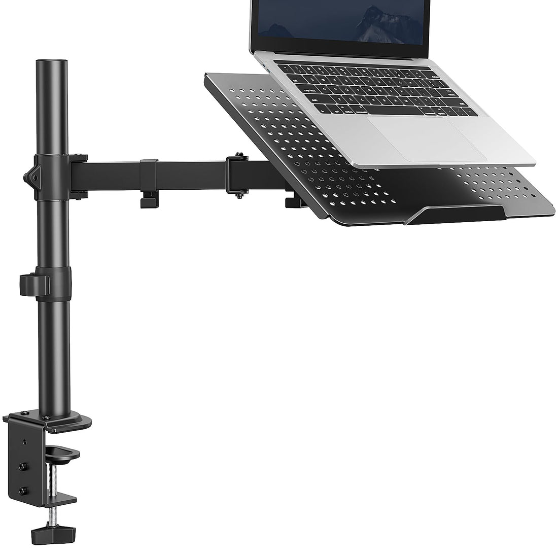 HUANUO Laptop Desk Mount Laptop Mount for 17-inch Notebooks or 15”-32” Monitors Laptop Arm with Ventilated Tray Fully Adjustable Arm with Tilt Swivel &amp; Rotation Holds up to 22 lbs
