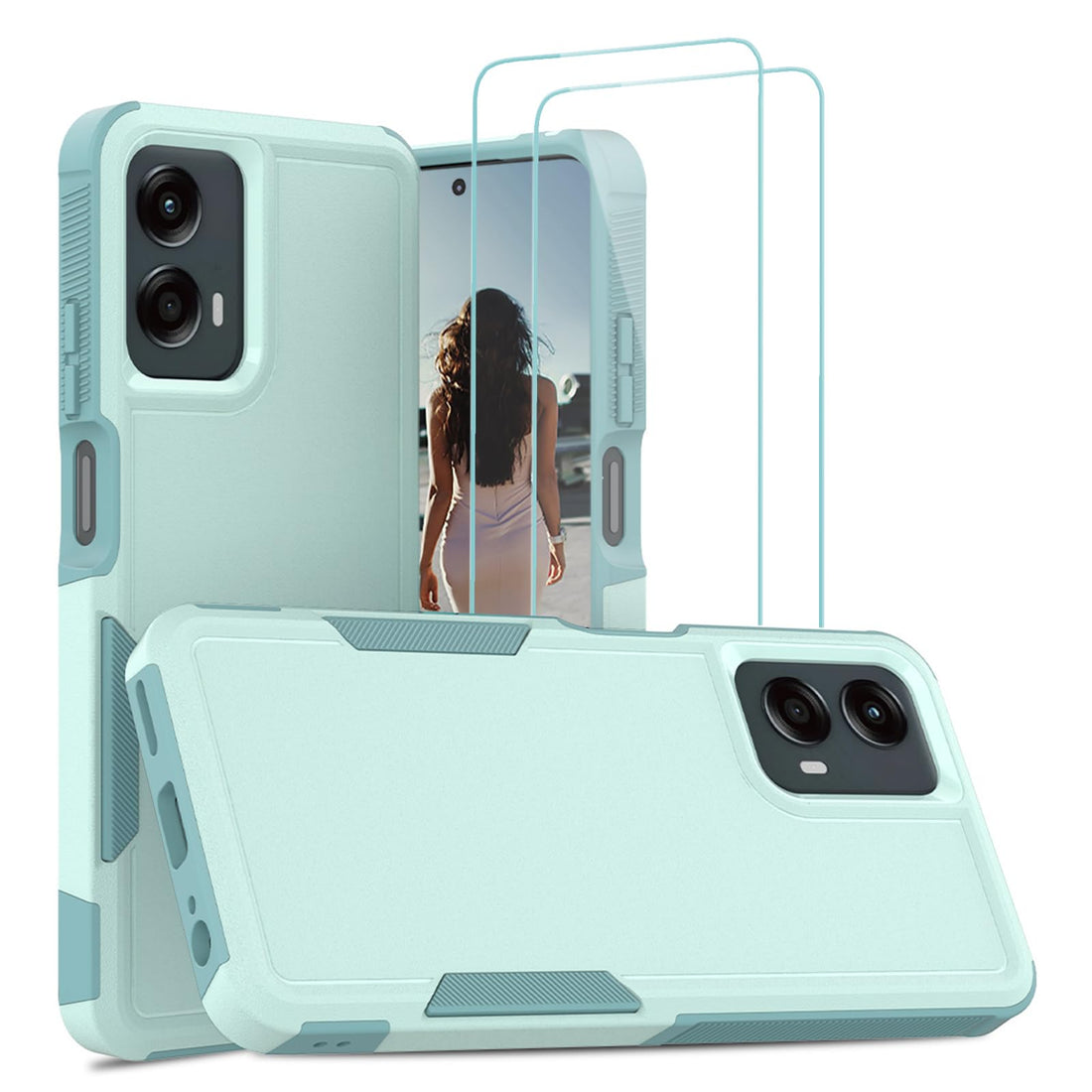 Jeylly for Moto G 5G 2024 Case with Screen Protectors Military Grade Drop Proof Anti Scratch Shockproof Protective Hybrid Phone Cover for Motorola G 5G 2024/Moto G Play 5G 2024 Turquoise