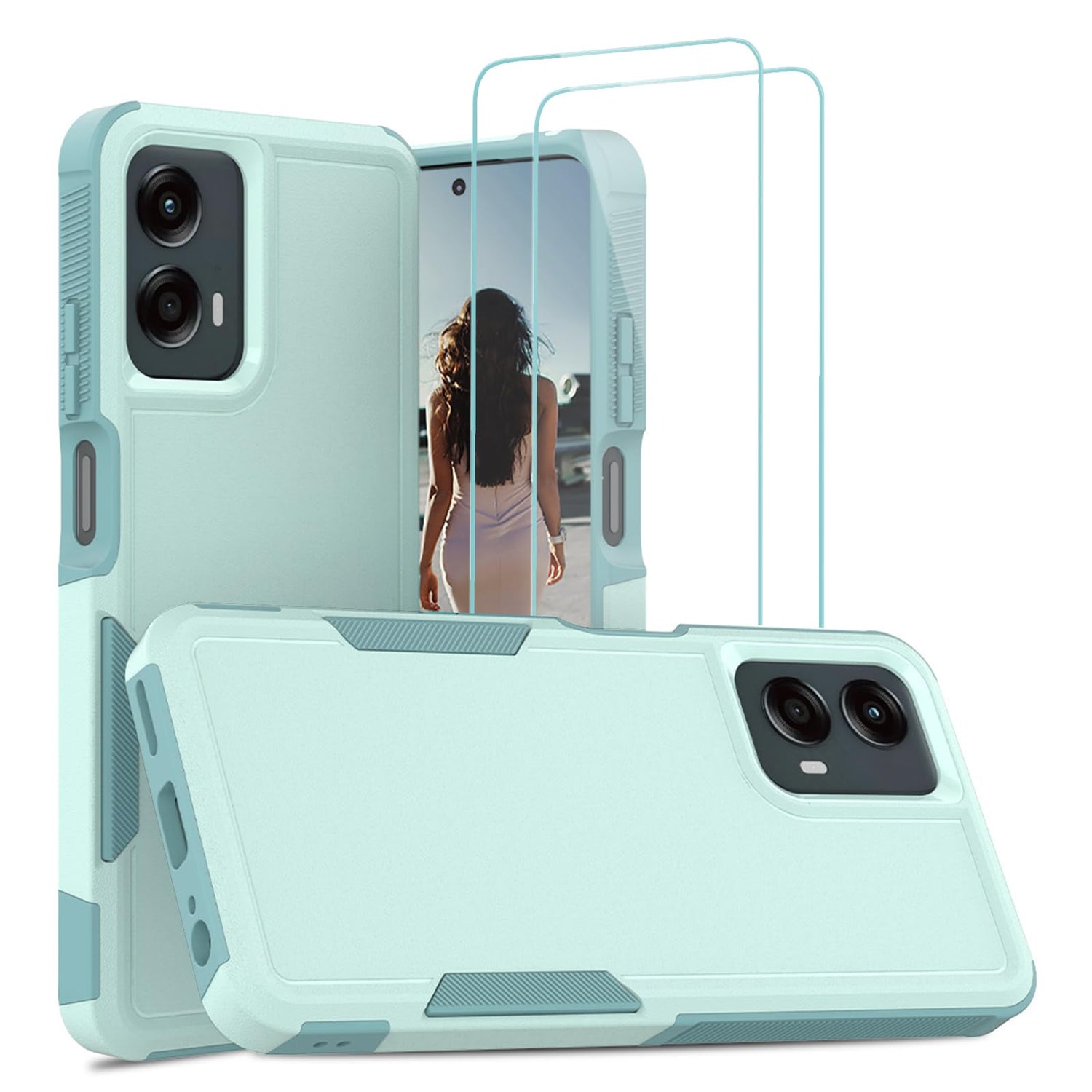 Jeylly for Moto G 5G 2024 Case with Screen Protectors Military Grade Drop Proof Anti Scratch Shockproof Protective Hybrid Phone Cover for Motorola G 5G 2024/Moto G Play 5G 2024 Turquoise