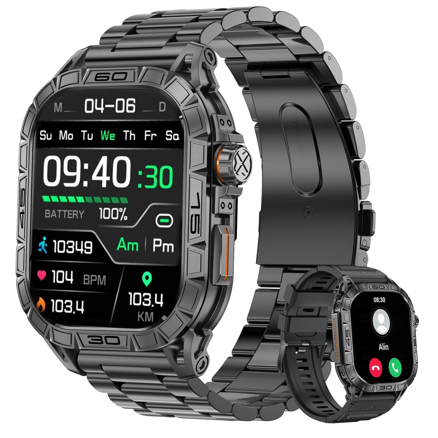 Invyxr Waterproof Smart Watches for Men Rugged Mens Fitness Smart Watch with Heart Rate Sleep Blood Pressure Activity Trackers Health Watches Compatible for Android and iOS Answer/Make Call
