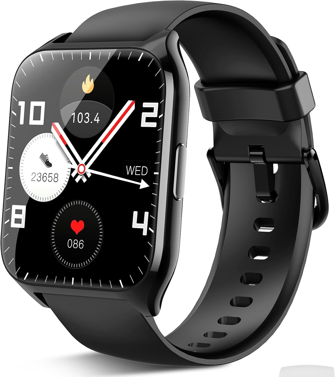 Smart Watch for Men Women(Answer/Make Calls) 1.85" HD Touch Screen Fitness Watch with Sleep Heart Rate Monitor 112 Sports Modes IP68 Waterproof Activity Trackers Compatible with Android iOS Black