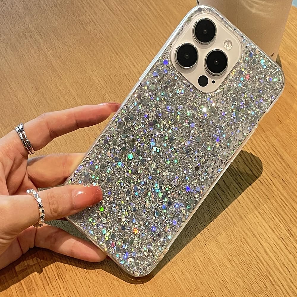 MUYEFW Case for iPhone 11 Case Glitter Bling for Women Girls Sparkle Cover Cute Protective Phone Cases 6.1 inch (Silver)