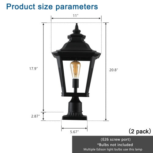Outdoor Glass Pillar Headlights Support Many Types Of Bulbs-2 Packs Unavailable Platforms- Temu