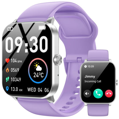 Jacoosa Smart Watch 1.85" HD Smartwatch for Men Women (Answer/Make Calls) Fitness Watch with 120+ Sports Modes IP68 Waterproof Heart Rate/Sleep Monitor Activity Trackers for iOS/Android (Purple)