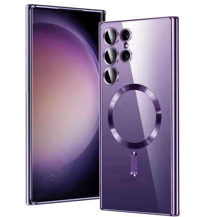 Magnetic Glossy Case for Samsung Galaxy S23 UltraS23 Ultra Phone Case Slim Clear Luxury with Camera Protector [Compatible with MagSafe] Shockproof TPU Cover for Samsung S23 Ultra Phone Cases-Purple