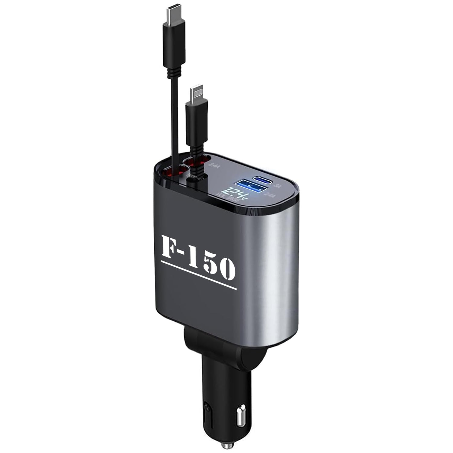 ELENAT Retractable car Charger for 150 4 in 1 Fast car Phone Charger 60W Retractable Cable and USB car Charger Car Accessories 2024 2023 2022
