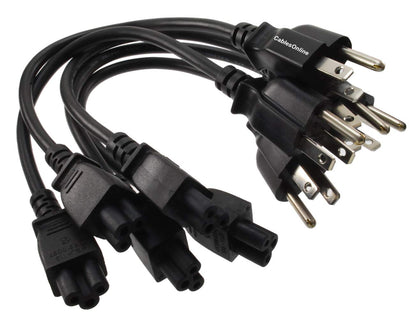 CablesOnline 5-Pack 1ft 3-Prong Laptop/Notebook Short AC Power Cable NEMA 5-15P to IEC-60320-C5 Plugs PC-10801-5