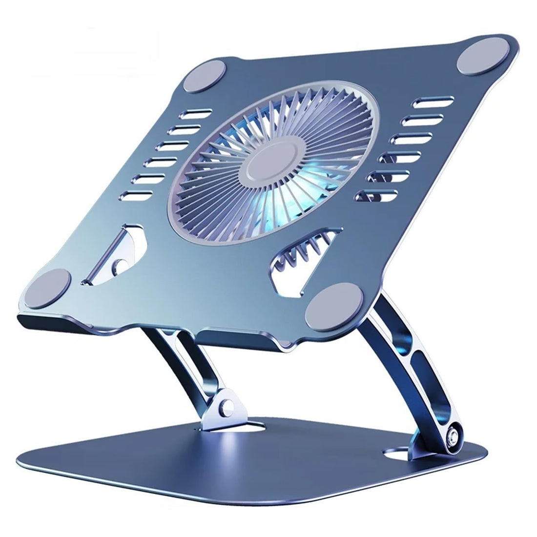YOVDA Laptop Cooler Cooling Pad Stand - Slim Ergonimic Laptop Stand for Desk 3 Speed Cooling Fan Adjustable Height Laptop Cooling Stand for MacBook 11-15.6 Inch Blue &amp; Gray