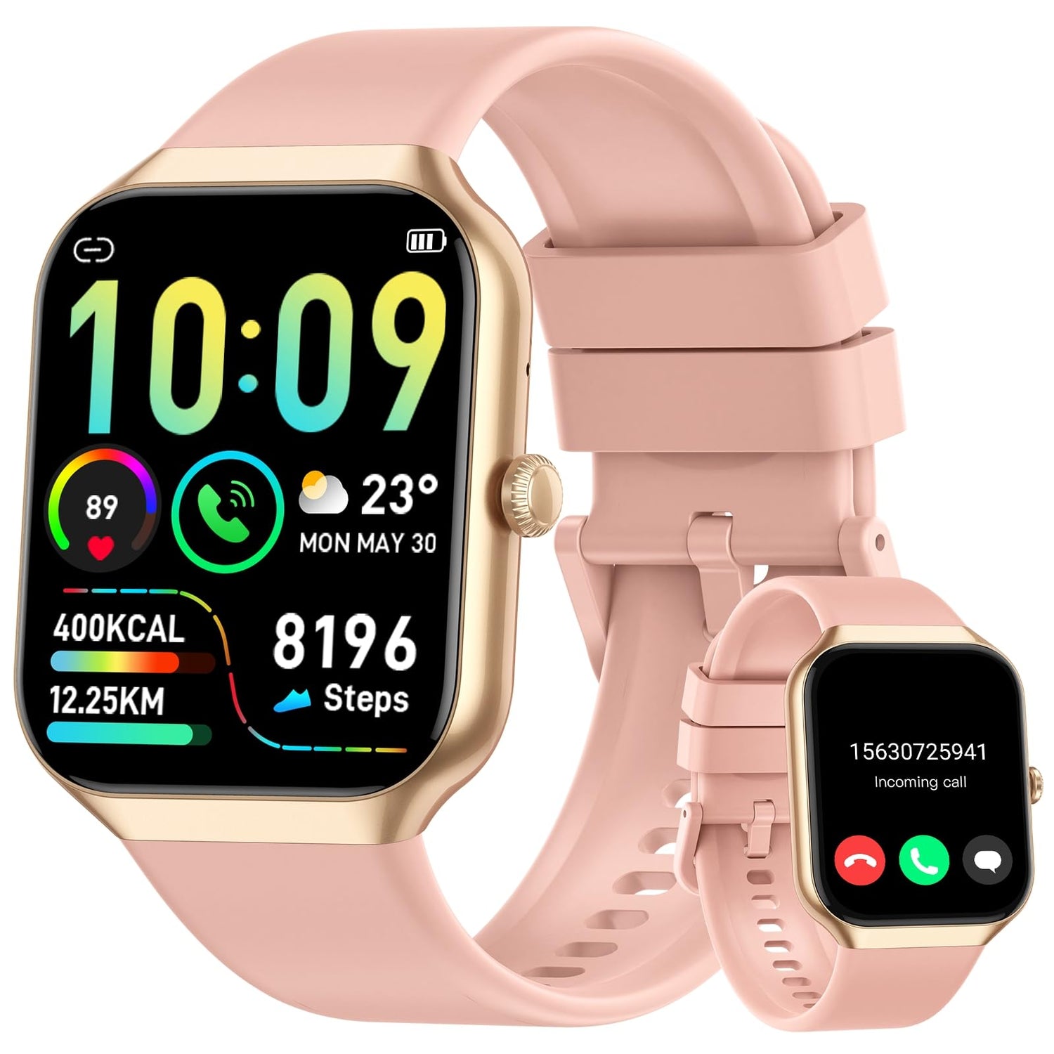 Smart Watch for Women Answer/Make Calls 1.96" HD Fitness Watch with Heart Rate Monitor Sleep Monitor 113 Sports Activity Trackers with Step Counter IP68 Waterproof Smartwatch for Android/iOS Rose