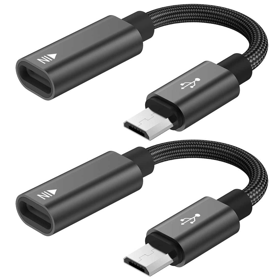 USB C to Micro USB Adapter KUXIYAN (2 Pack) Type C Female to Micro USB Male Charger Connector Support Charge &amp; Sync Compatible with Samsung Galaxy S7 Edge S6 LG Nexus 5 4 and Micro USB Devices-Black